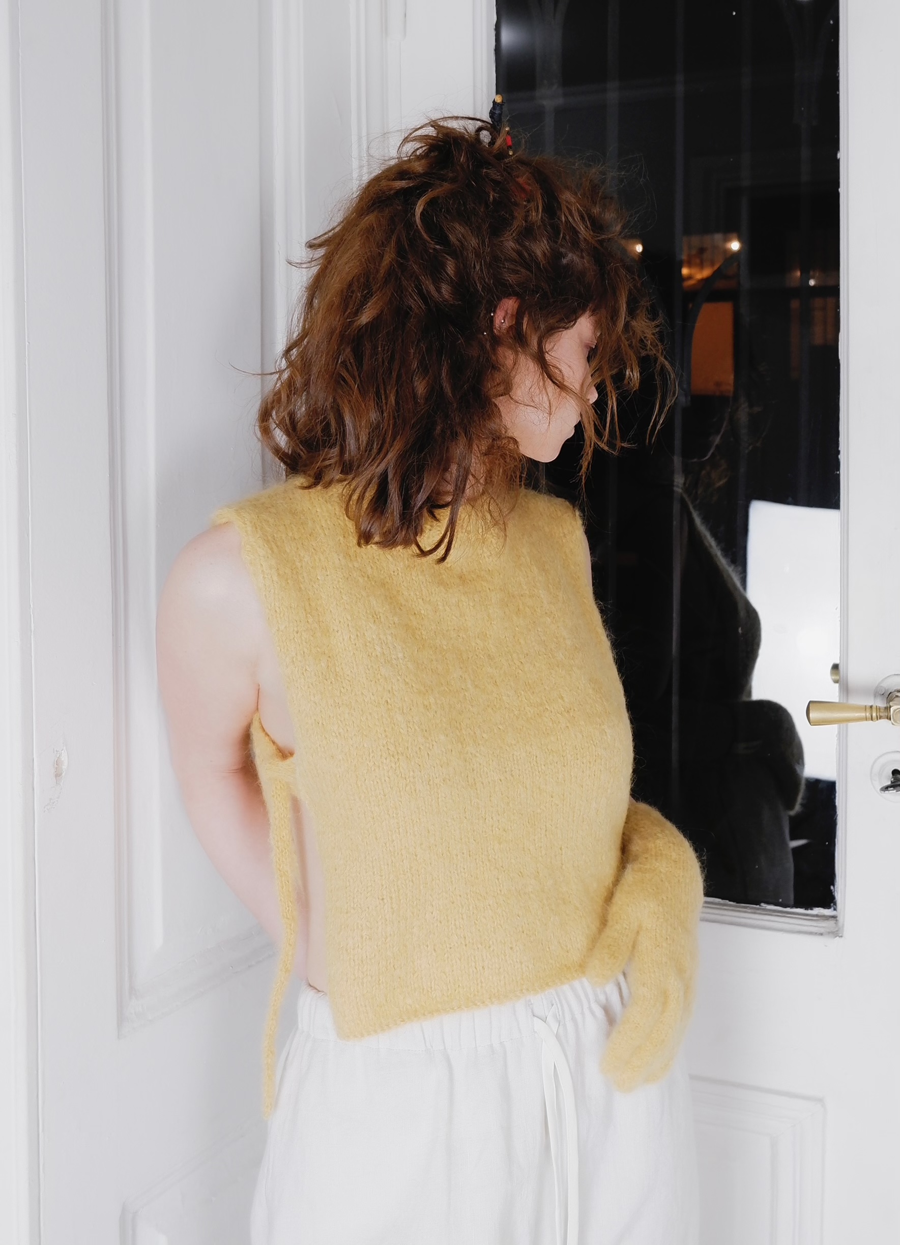 HANDMADE YELLOW KNITTED LACE TOP